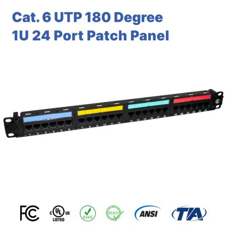 Cat.6 UTP 180도 1U 24포트 패치 패널 110 및 크론 타입 - Cat6 UTP 180도 1U 24포트 패치 패널 110 및 크론 타입